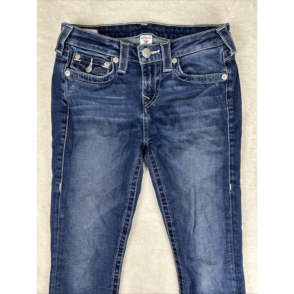 True Religion Billie Jeans Women's 27 X 29.5 Mid Rise Straight Stretch Flap - Picture 2 of 13